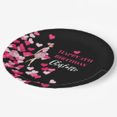 ハッピーバースデーピンクローズカクテルドレス ペーパープレート (アングル)