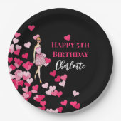 ハッピーバースデーピンクローズカクテルドレス ペーパープレート (正面)