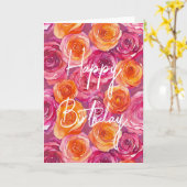 ハッピーバースデーピンクローズ折りグリーティングカード カード (黄色い花)