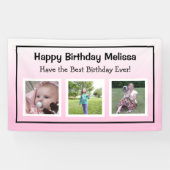 ハッピーバースデーピンク写真 横断幕 (横)