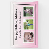 ハッピーバースデーピンク写真 横断幕 (縦)