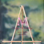 ハッピーバースデーピンク追加の名前モノグラムモダン アクリルサイン (ニュートラル)