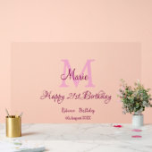 ハッピーバースデーピンク追加の名前モノグラムモダン アクリルサイン (ウェディング)
