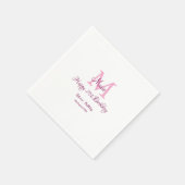 ハッピーバースデーピンク追加の名前モノグラムモダン スタンダードカクテルナプキン (角)