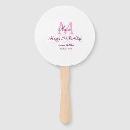 ハッピーバースデーピンク追加の名前モノグラムモダン ハンドファン