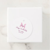 ハッピーバースデーピンク追加の名前モノグラムモダン フェイバータグ (インサイチュ)