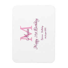 ハッピーバースデーピンク追加の名前モノグラムモダン マグネット