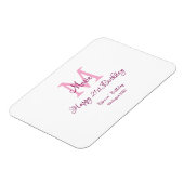 ハッピーバースデーピンク追加の名前モノグラムモダン マグネット (左側)