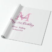 ハッピーバースデーピンク追加の名前モノグラムモダン ラッピングペーパー (アンロールド)