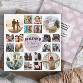 ハッピーバースデーピンク20フォトコラージュカード カード