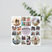 ハッピーバースデーピンク20フォトコラージュカード カード (スタンド正面)