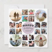 ハッピーバースデーピンク20フォトコラージュカード カード (正面)