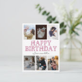 ハッピーバースデーピンク6フォトコラージグリーティングカード (スタンド正面)