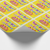 ハッピーバースデーピンク ラッピングペーパー (角)