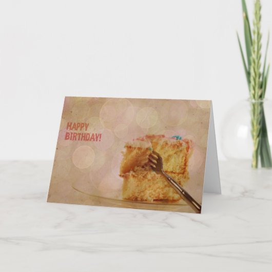 ハッピーバースデーピンク《写真》ぼけ味ケーキ カード (正面)