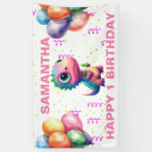 ハッピーバースデーピンクTレックスバナー 横断幕 (縦)