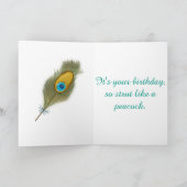 ハッピーバースデーピーコックをテーマにした カード (内部)