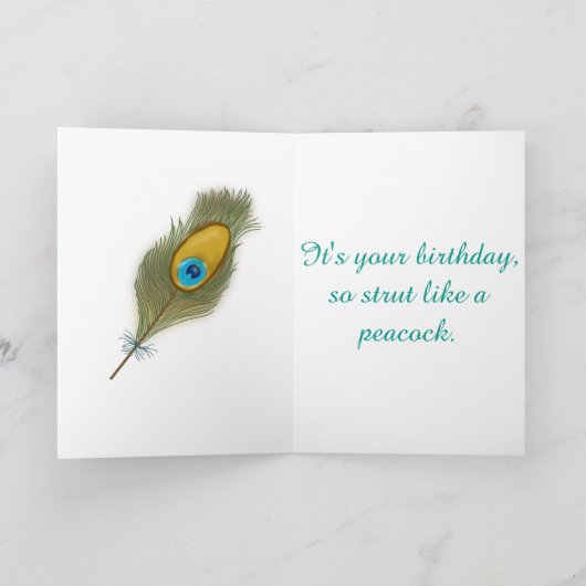 ハッピーバースデーピーコックをテーマにした カード (内部)