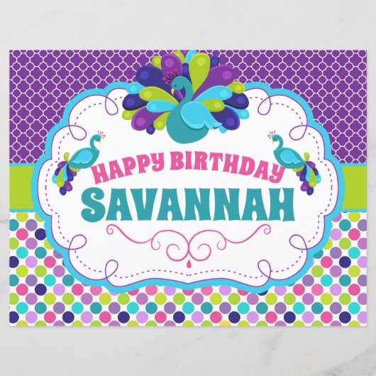 ハッピーバースデーピーコックパーティー標識 (正面)