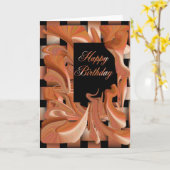 ハッピーバースデーピーチスワール カード (黄色い花)