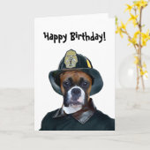 ハッピーバースデーファイアーマンボクサーのグリーティングカード カード (黄色い花)