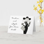 ハッピーバースデーファッショニスタ付スタイル カード (黄色い花)