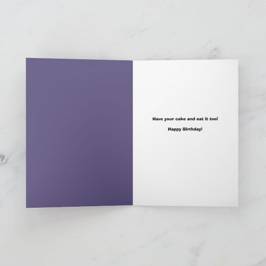 ハッピーバースデーファットキャットケーキ付き顔リッキング シーズンカード (内部)