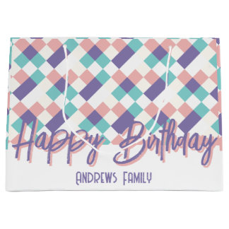 ハッピーバースデーファミリーパステルカラー ラージペーパーバッグ