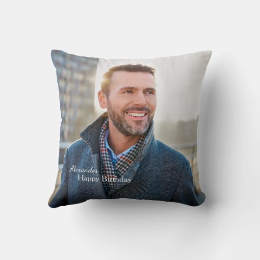 ハッピーバースデーファミリーパパ男性フォトパーソナライズ クッション (裏面)