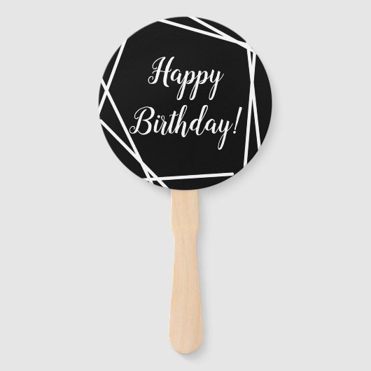 ハッピーバースデーファンキー幾何学白黒 ハンドファン (裏面)