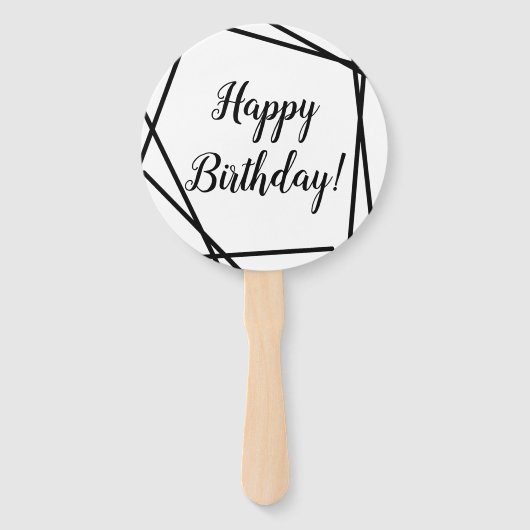 ハッピーバースデーファンキー幾何学白黒 ハンドファン (正面)