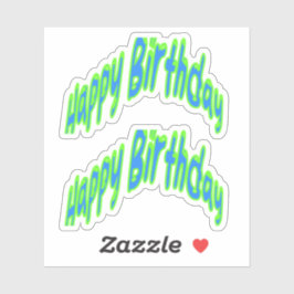 ハッピーバースデーファンキー文字ブルー/グリーン シール