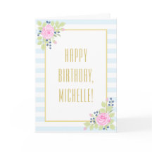 ハッピーバースデーファンシーバラブルーベリーグリーティングカード