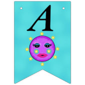 ハッピーバースデーファンタジーパープルムーンイエロースターズ バンティングフラッグ (第2の旗)