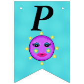 ハッピーバースデーファンタジーパープルムーンイエロースターズ バンティングフラッグ (第3の旗)