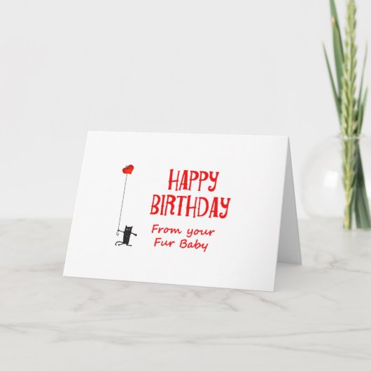 ハッピーバースデーファーのベビー、猫と愛ハート。 カード (正面)