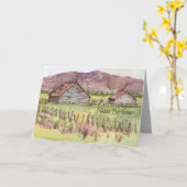 ハッピーバースデーファームランチバーンランドスケープ カード (黄色い花)