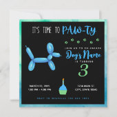 ハッピーバースデーファー男の赤ちゃんドッグパーティー 招待状 (正面)