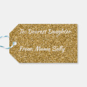 ハッピーバースデーフェイク金ゴールドグリッター ギフトタグ (裏面横)