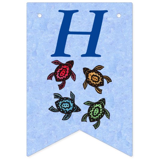 ハッピーバースデーフェスティバルカラフル群のカメ バンティングフラッグ (第1の旗)