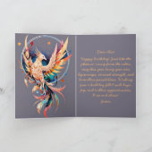 ハッピーバースデーフェニックス上昇カスタマイズ可能文字 カード (内部)