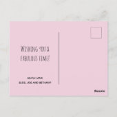 ハッピーバースデーフェミニンパかわいらしステルストライプ芸術品を気取った/ ポストカード (裏面)