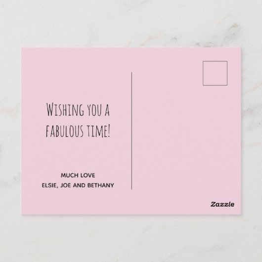 ハッピーバースデーフェミニンパかわいらしステルストライプ芸術品を気取った/ ポストカード (裏面)