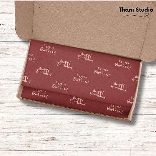 ハッピーバースデーフェミニンミニマルモダンタイポグラフィ 薄葉紙