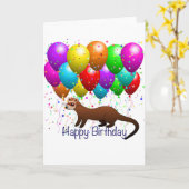 ハッピーバースデーフェレットカード カード (黄色い花)