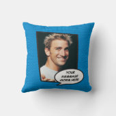 ハッピーバースデーフォトおもしろいモダン漫画ブックブルー クッション (裏面)