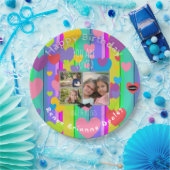 ハッピーバースデーフォトカラフルハートHAMbWG紙 ペーパープレート (パーティー)