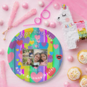 ハッピーバースデーフォトカラフルハートHAMbWG紙 ペーパープレート (パーティー)