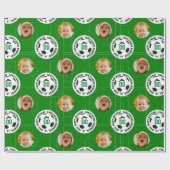 ハッピーバースデーフォトコラージサッカーテーマカスタム ラッピングペーパー (フラット)