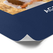 ハッピーバースデーフォトコラージネイビーブルーとホワイト ポスター (角)